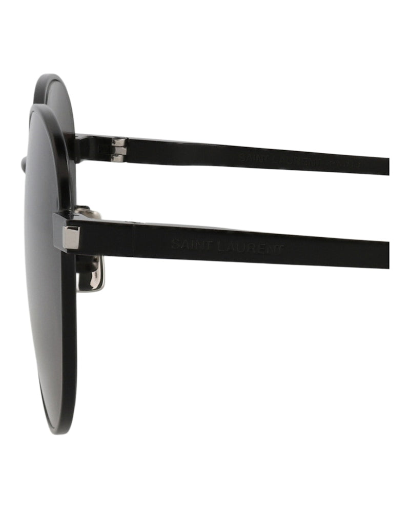 Saint Laurent Round-Frame Metal Sunglasses Black/Black/Black (SL533-30013361-009)