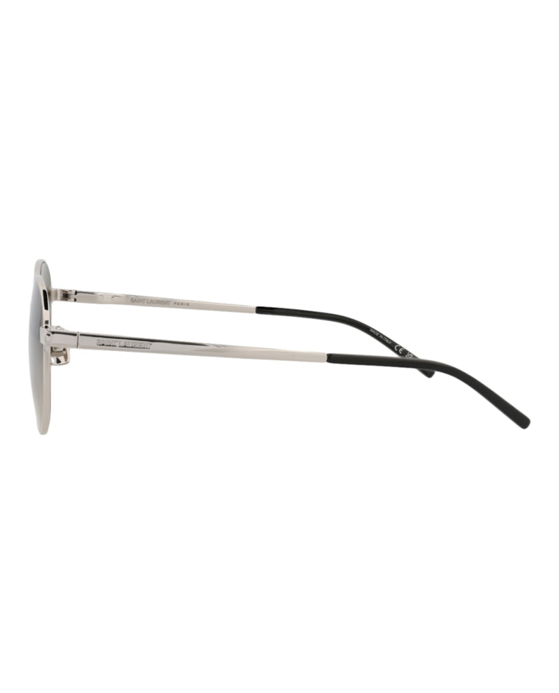 Saint Laurent Round-Frame Metal Sunglasses Silver/Silver/Green (SL533-30013361-014)
