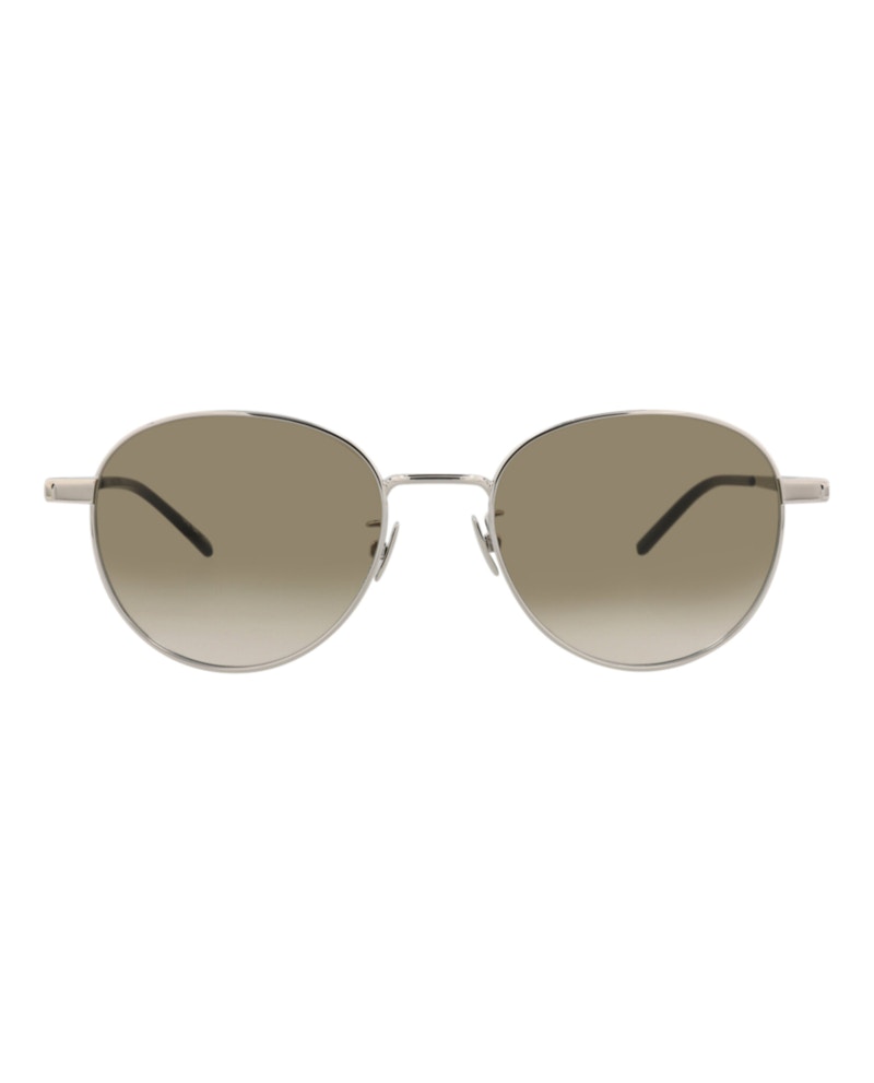 Saint Laurent Round-Frame Metal Sunglasses Silver/Silver/Green (SL533-30013361-014)