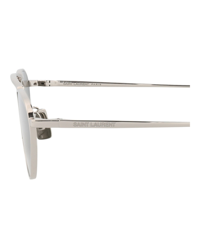 Saint Laurent Round-Frame Metal Sunglasses Silver/Silver/Grey (SL538-30013515-002)