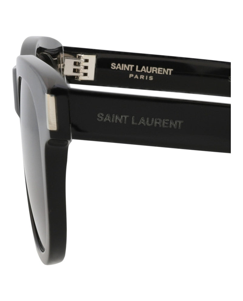 Saint Laurent Round-Frame Recycled Acetate Sunglasses Black Black Black (SL571-30014069-006)