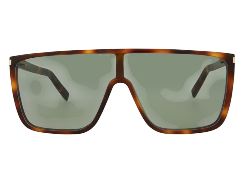 Saint Laurent Shield-Frame Acetate Sunglasses Havana/Green (SL364MASKA-30008960-002-20357)