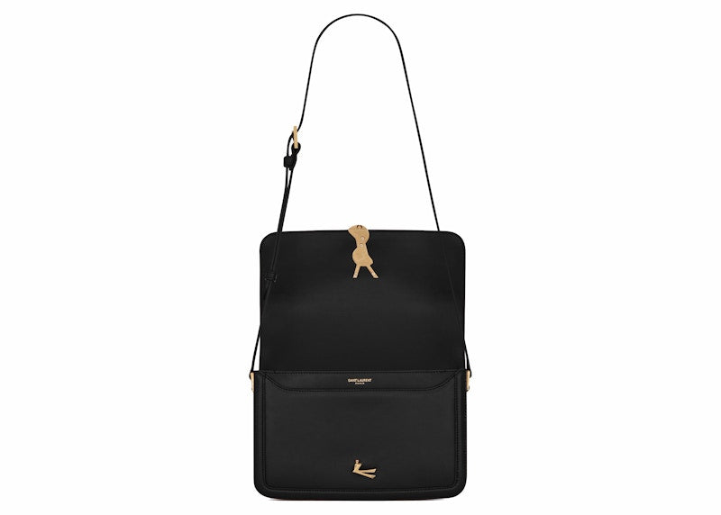 Saint Laurent Solferino Box Leather Satchel Medium Black