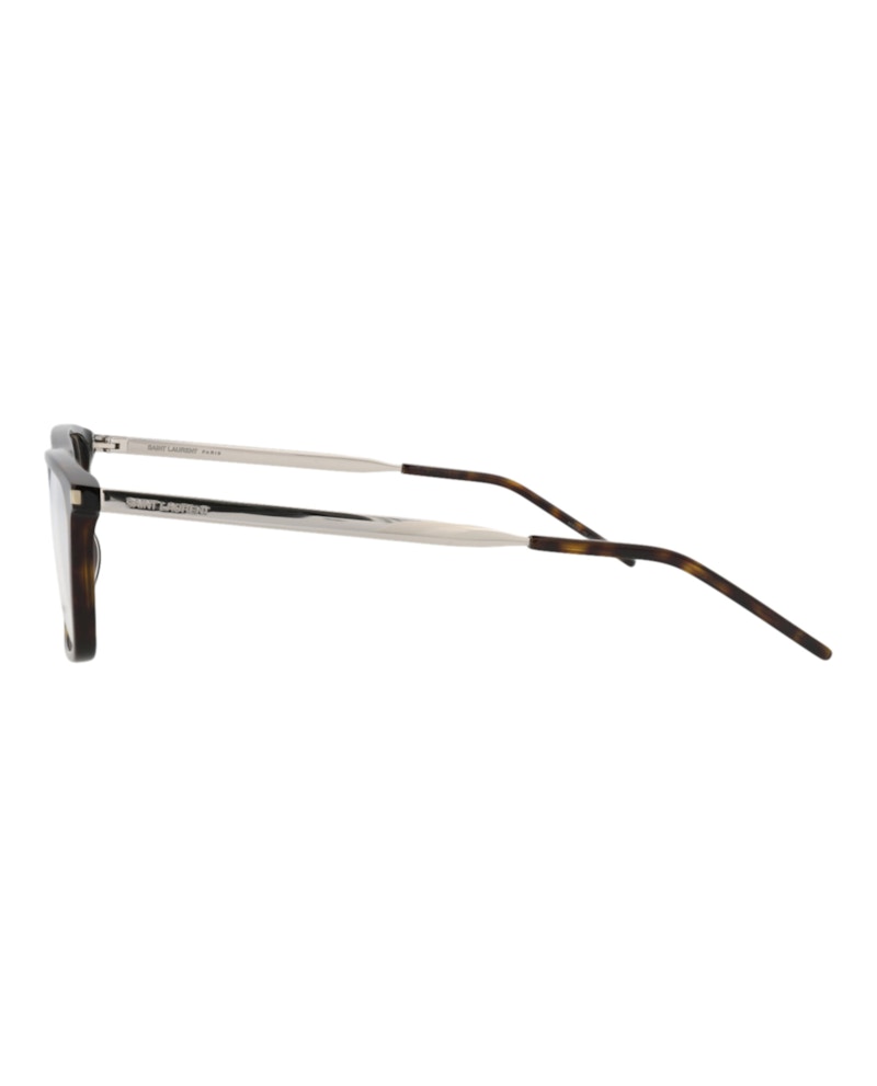 Saint Laurent Square-Frame Acetate Optical Frames Havana Silver Transparent (SL344-30008544-008)