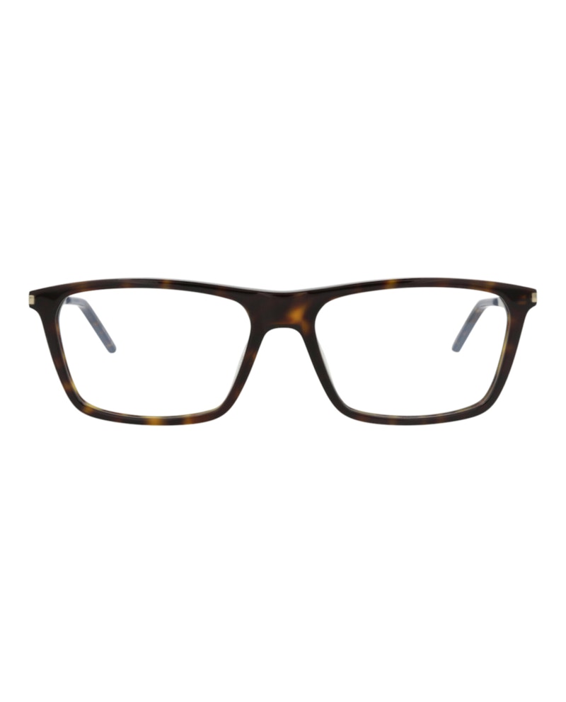 Saint Laurent Square-Frame Acetate Optical Frames Havana Silver Transparent (SL344-30008544-008)