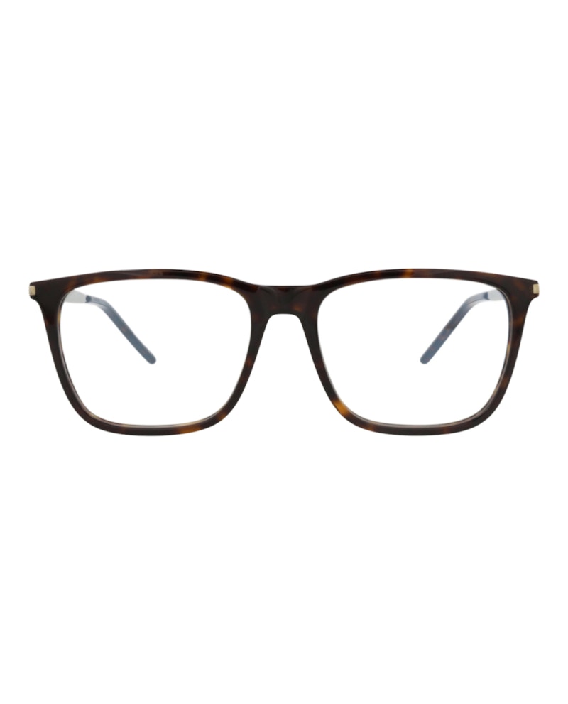 Saint Laurent Square-Frame Acetate Optical Frames Havana Silver Transparent (SL345-30008543-003)