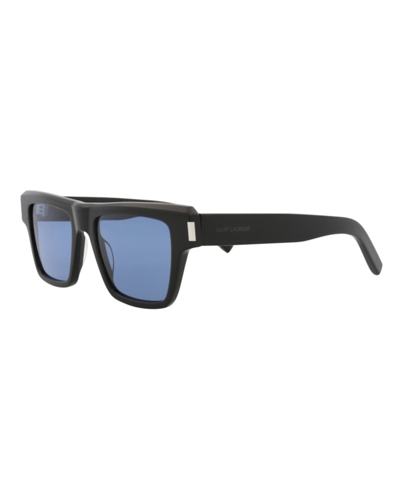 Saint Laurent Square-Frame Acetate Sunglasses Black/Black/Blue (SL469-30011608-005)
