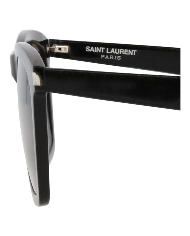 Saint Laurent Square-Frame Acetate Sunglasses Black Black Grey (SL281SLIM-30007110-001)