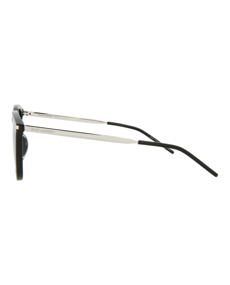 Saint Laurent Square-Frame Acetate Sunglasses Black/Silver/Black (SL360-30008550-001)