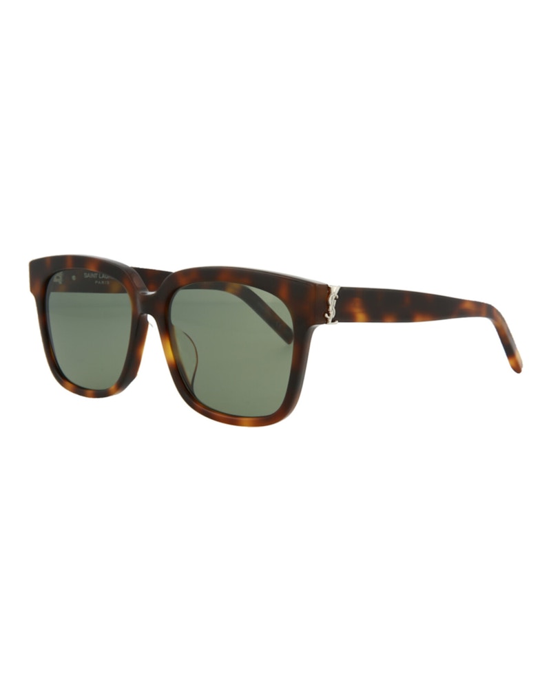 Saint Laurent Square-Frame Acetate Sunglasses Havana Havana Green (SLM40F-30006259-005)