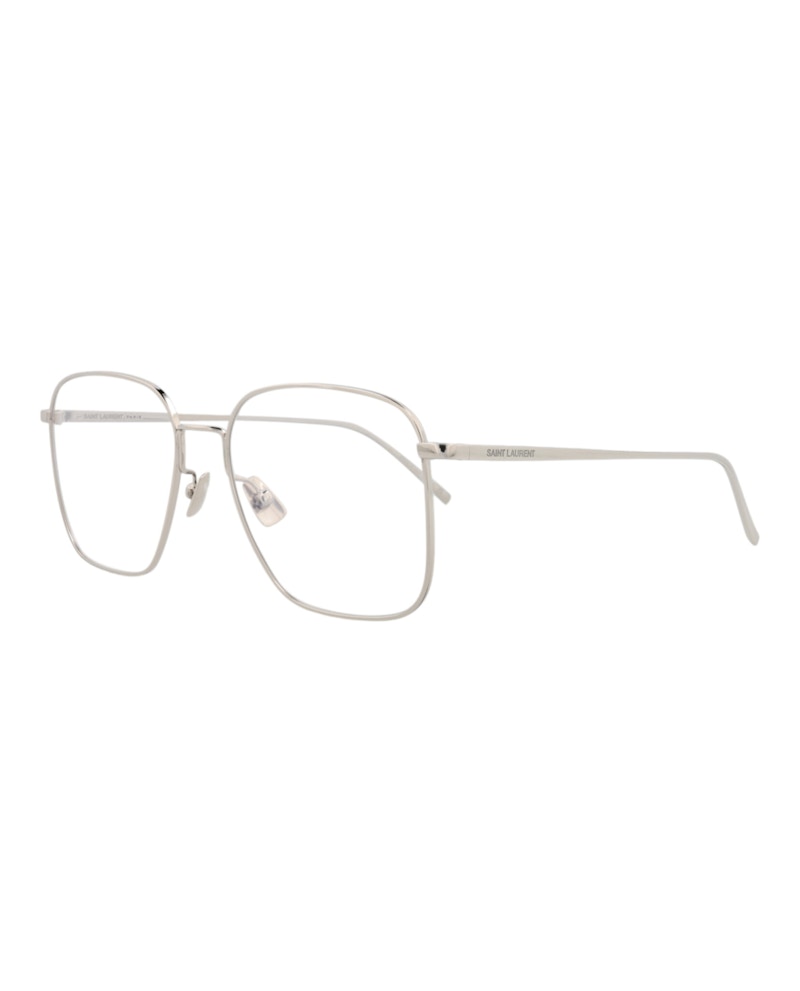 Saint Laurent Square-Frame Metal Optical Frames Silver Silver Transparent (SL491-30011857-005)