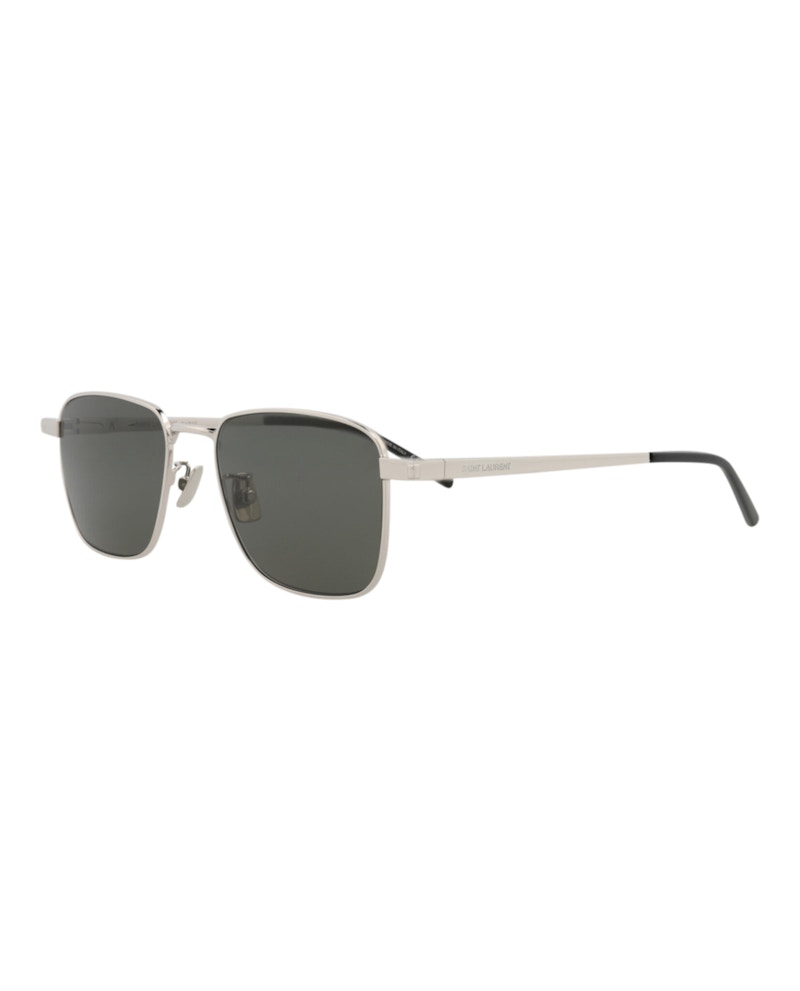 Saint Laurent Square-Frame Metal Sunglasses Silver Silver Grey (SL529-30013359-002)