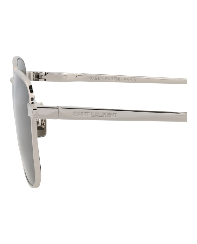 Saint Laurent Square-Frame Metal Sunglasses Silver Silver Grey (SL529-30013359-002)