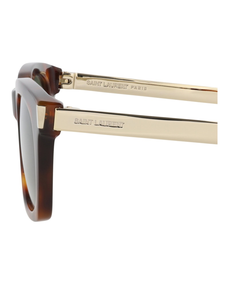 Saint Laurent Square-Frame Recycled Acetate Sunglasses Havana/Gold/Green (SL582-30014114-002)