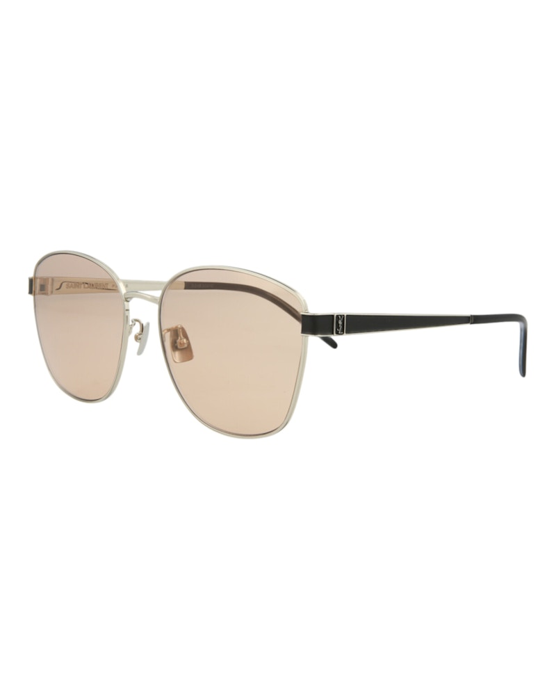 Saint Laurent Square Rectangle Sunglasses Silver/Silver/Pink (SLM67K-30009353-007)