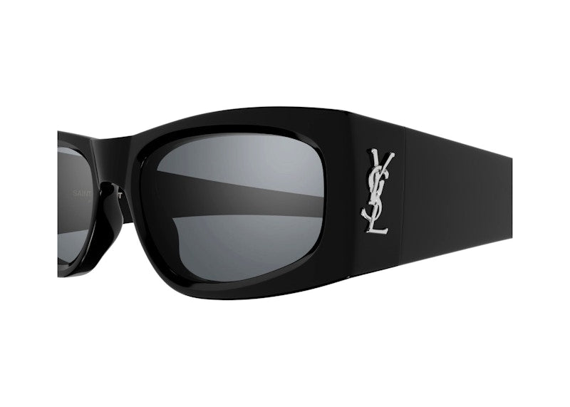 Saint Laurent Square Sunglasses Black Black Silver-Black Black Silver (SL-M140-002)
