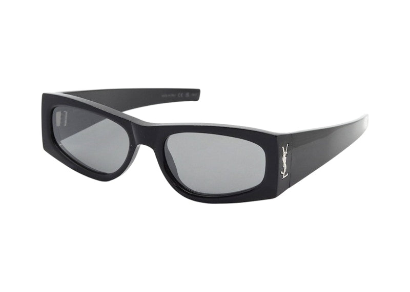 Saint Laurent Square Sunglasses Black Black Silver-Black Black Silver (SL-M140-002)