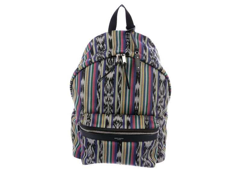 Saint Laurent Striped City Backpack Multicolor