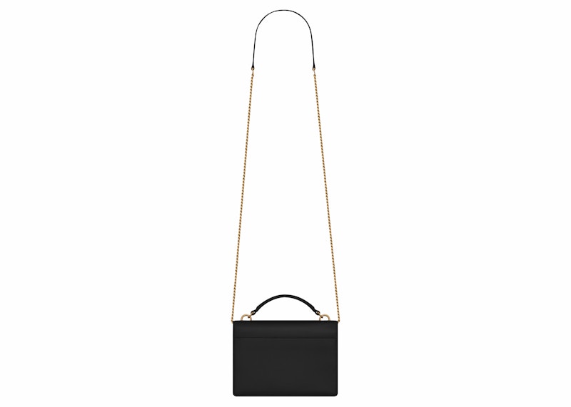 Saint Laurent Sunset Chain Wallet In Smooth Leather Noir