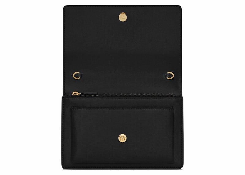 Saint Laurent Sunset Chain Wallet In Smooth Leather Noir