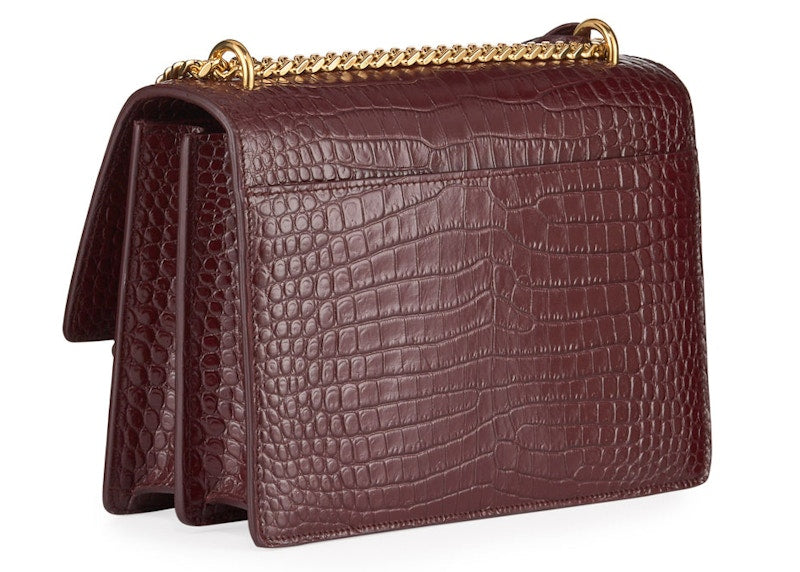 Saint Laurent Sunset Crocodile Embossed Medium Red
