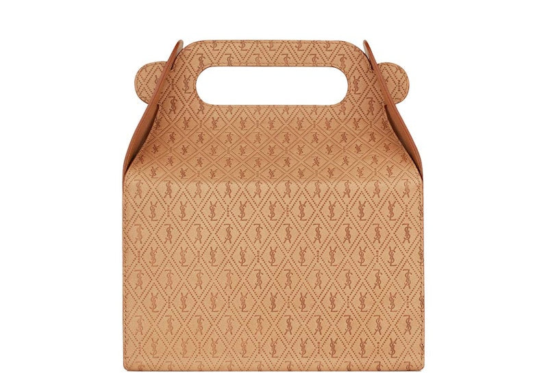 Saint Laurent Take-Away Box In Vegetable-Tanned Leather Dusty Vintage Brown Gold