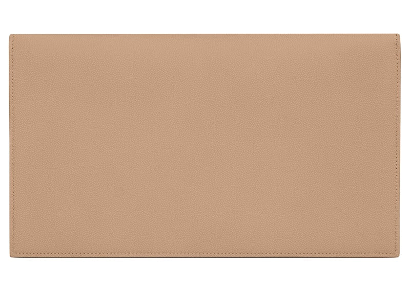 Saint Laurent Uptown Pouch Grain de Poudre Embossed Dark Beige