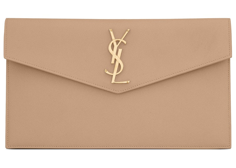 Saint Laurent Uptown Pouch Grain de Poudre Embossed Dark Beige