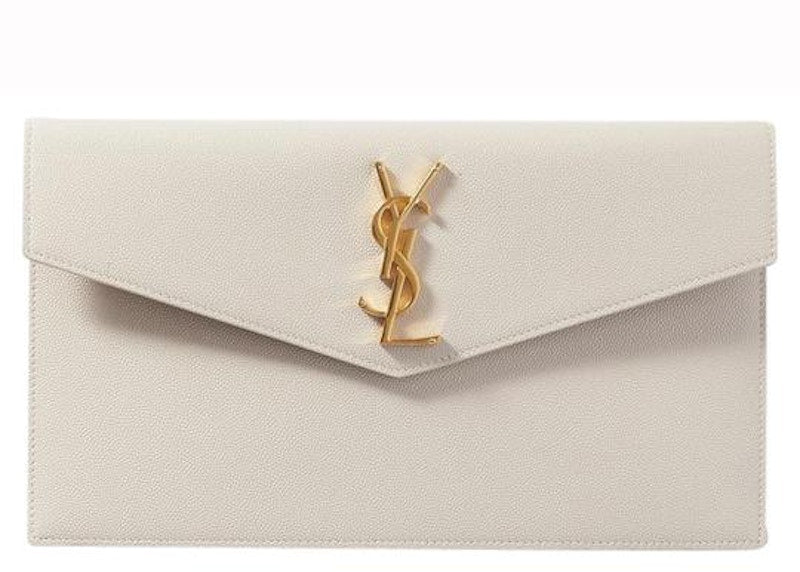 Saint Laurent Uptown Pouch Grain de Poudre White
