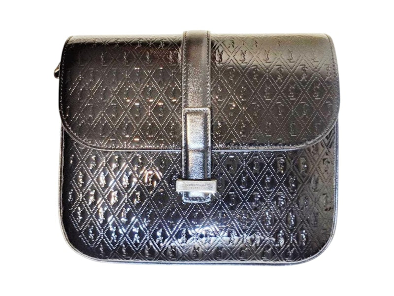 Saint Laurent Vernice Patent Leather Soft Monogram King Palm Bag Black