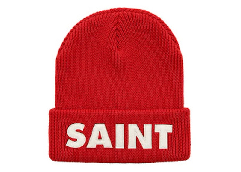 Saint Michael Logo Knit Beanie Red