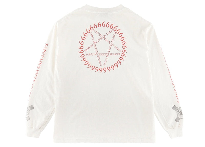 Saint Mxxxxxx Eye Ball L/S T-Shirt Vintage White