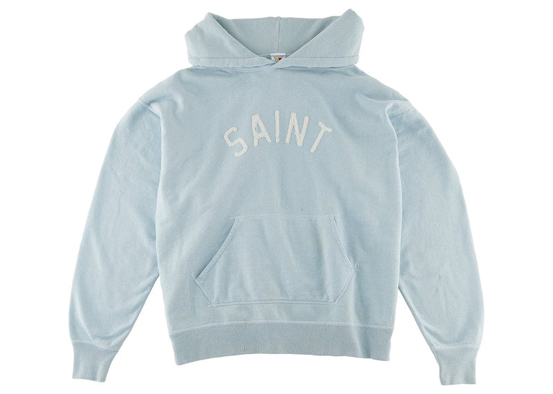 Saint Mxxxxxx Felt Hoodie Vintage Blue
