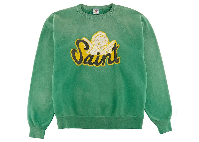 Saint Mxxxxxx Saint Angels Crewneck Sweatshirt Vintage Green