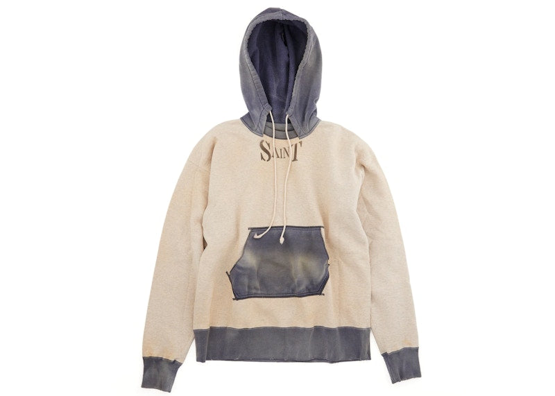 Saint Mxxxxxx Stencil Hoodie Grey Navy