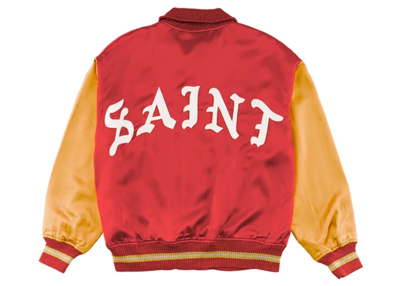 Saint Mxxxxxx Varsity Jacket Red Yellow