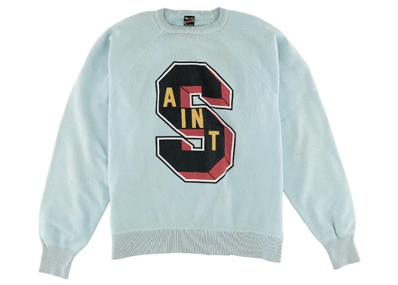 Saint Mxxxxxx x Denim Tears Crewneck Sweatshirt Vintage Light Blue