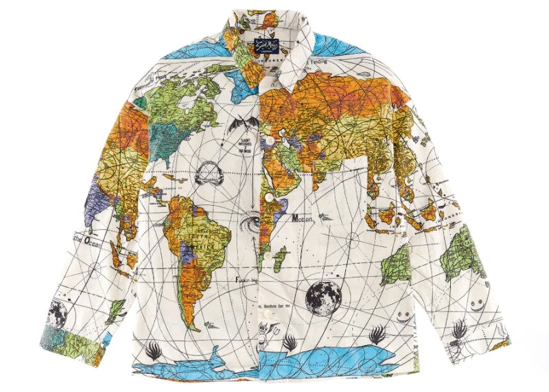Saint Mxxxxxx x Dr. Woo World Map Pajama Shirt White Multi