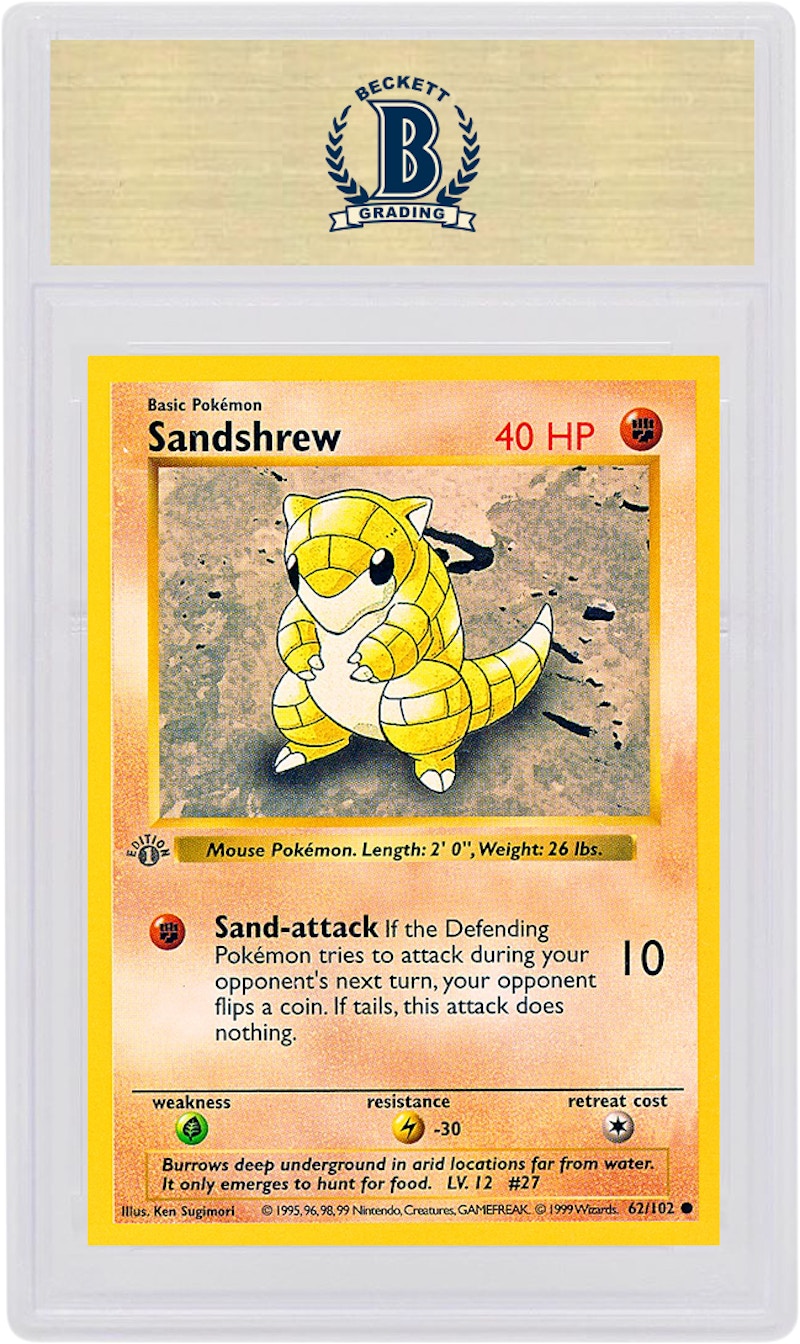 Sandshrew 1999 Pokemon TCG Base Set 1st Edition #62/102 (PSA or BGS Graded)