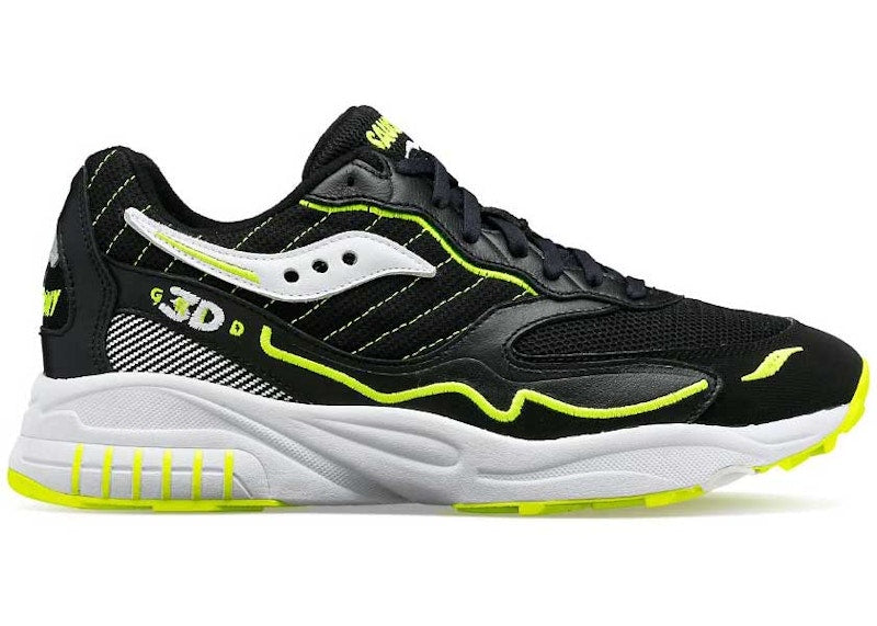 Saucony 3D Grid Hurricane Black Acid Yellow