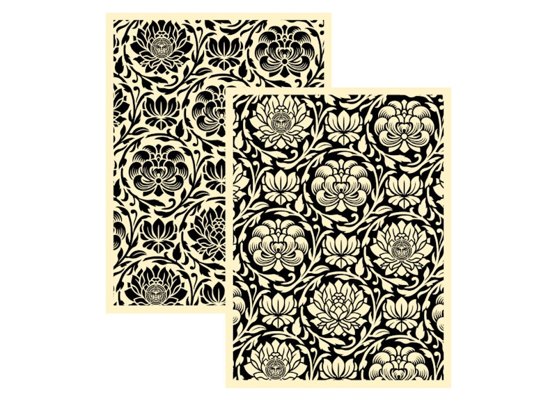 Shepard Fairey Floral Harmony Black Yin & Yang Print Set (Signed, Edition of 100)