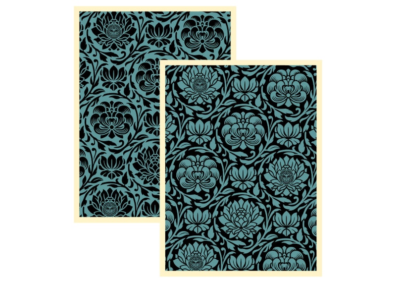 Shepard Fairey Floral Harmony Dark Blue Yin & Yang Print Set (Signed, Edition of 100)