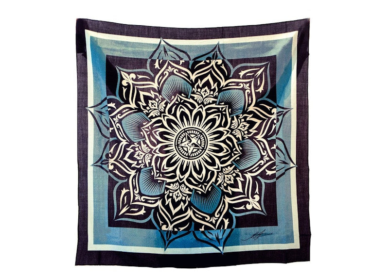 Shepard Fairey Lotus Diamond Scarf Blue