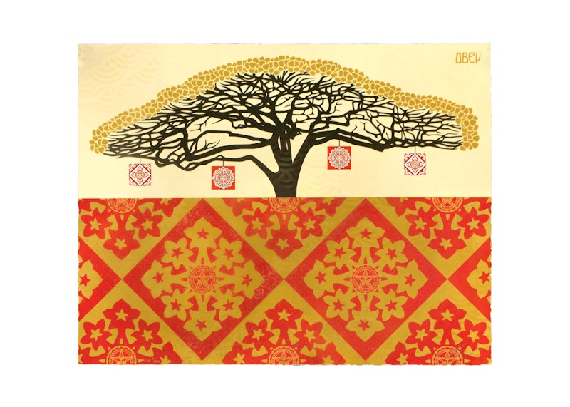 Shepard Fairey Monkey Pod Red & Gold VSE (Signed, Edition of 20)