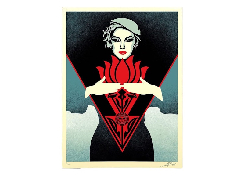 Shepard Fairey Obey Noir Flower Women Print (Signed, Edition of 400) Blue