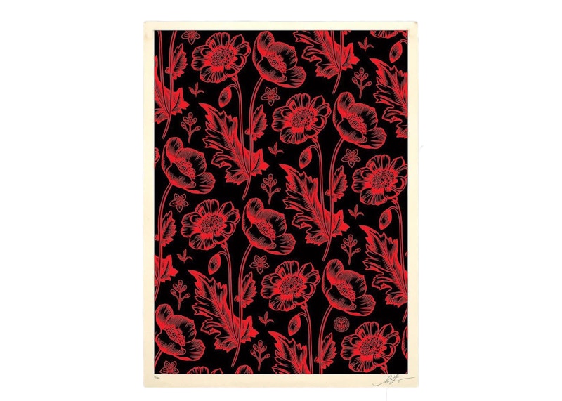 Shepard Fairey Sedation in Bloom Print (Signed, Edition of 150) Black/Red