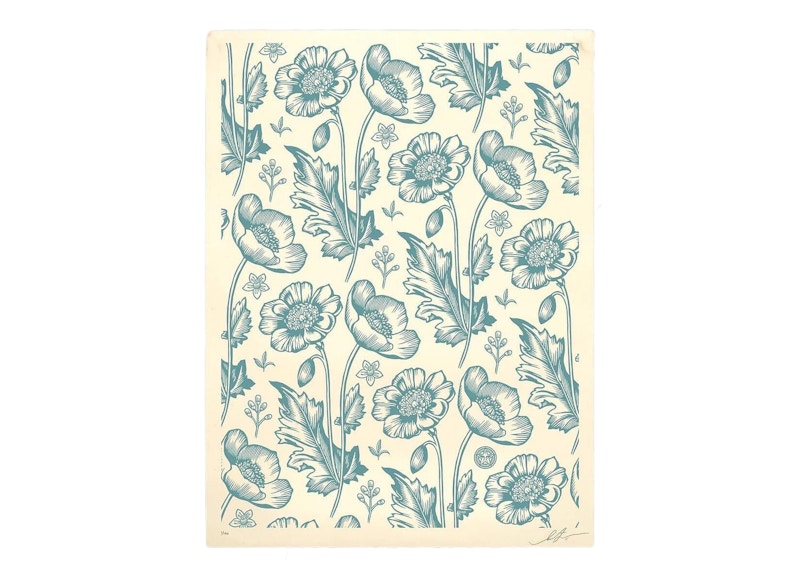 Shepard Fairey Sedation in Bloom Print (Signed, Edition of 150) Cream/Light Blue