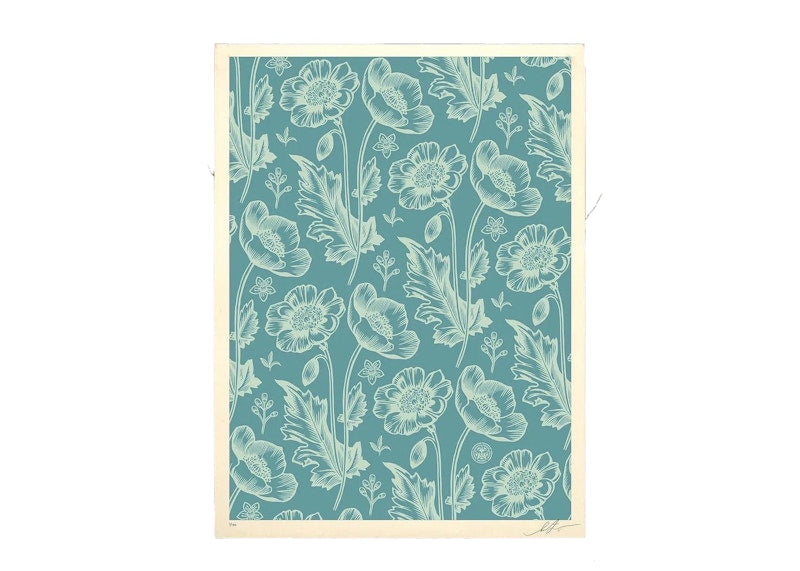 Shepard Fairey Sedation in Bloom Print (Signed, Edition of 150) Light Blue/Cream