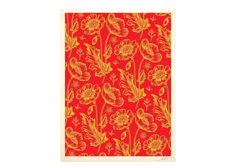 Shepard Fairey Sedation in Bloom Print (Signed, Edition of 150) Red/Gold