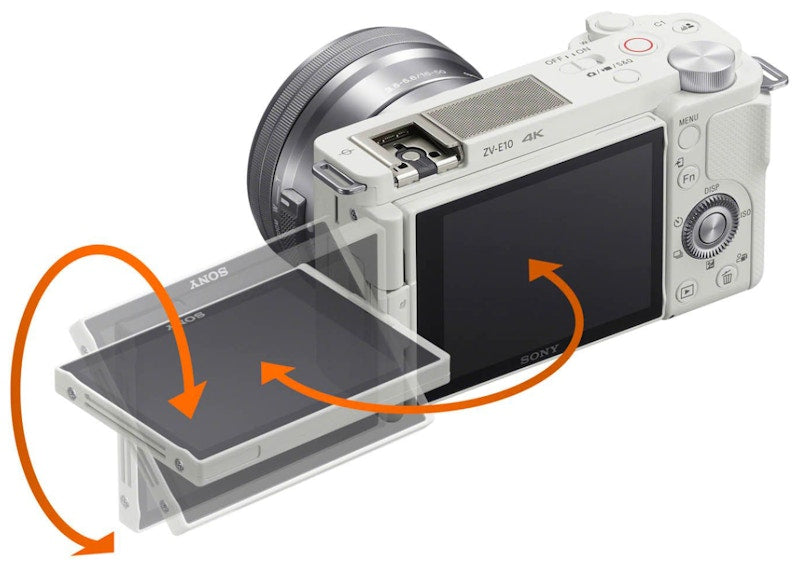 Sony Alpha ZV-E10 Mirrorless Vlog Camera (with 16-50mm Lens) ILCZVE10L/W White